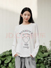 森馬（Semir）長(cháng)袖T恤女秋季oversize印花蝴蝶結2025新款少女感甜酷套頭衫 本白10102 M 曬單實(shí)拍圖