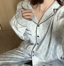 維多利亞的秘密 田曦薇同款 夏季宅度假水光綢家居服絲滑涼感長袖長褲睡衣套裝女 12M7天藍(lán)格紋-印花 11273302 M 曬單實拍圖