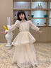 小咔衣濃女童禮服裙長(cháng)袖蓬蓬公主裙兒童主持人鋼琴演出服花童婚紗女孩秋季 香檳色長(cháng)袖3934長(cháng)款 120 曬單實(shí)拍圖