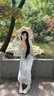 西兒法式甜美度假風(fēng)藍色立體花朵吊帶連衣裙女夏收腰顯瘦網(wǎng)紗氣質(zhì)長裙 藍色花朵 M 90-105斤 曬單實拍圖