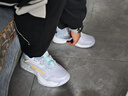 特步（XTEP）兒童童鞋大字母涂鴉全革旋鈕扣街頭籃球鞋 雪青紫/特步白 38碼 曬單實(shí)拍圖