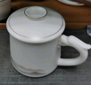 金鑲玉茶杯 羊脂玉瓷家用喝茶泡茶四件杯功夫茶具送人禮盒裝 山海云闊 曬單實(shí)拍圖