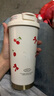 可愛不銹鋼保溫杯大容量便攜式咖啡杯子雙飲吸管杯學(xué)生女 白色櫻桃小狗500ml 曬單實(shí)拍圖