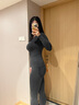 婷美（GRACEWELL）保暖內衣女羊毛發(fā)熱秋衣秋褲修身顯瘦內搭秋冬季美體套裝黑灰均碼 曬單實(shí)拍圖