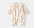 班喜迪嬰兒衣服春裝嬰幼兒連體衣女寶寶外出服春秋洋氣公主碎花哈衣爬服 米色 73cm 曬單實(shí)拍圖