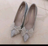 ZHR送女友高跟鞋女細跟尖頭氣質(zhì)淺口單鞋女蝴蝶結婚鞋 Y716 銀色 35 曬單實(shí)拍圖