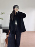 妤遇（YUUZYUUS）品牌女裝羊羔毛皮毛一體外套女2025冬季新款中長(cháng)款寬松顯瘦氣質(zhì)黑色M 曬單實(shí)拍圖