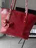 鯨曦婚包大容量包包女包平時(shí)可用紅包紅色結婚新娘手提包大容量托特包 暗印格子托特包【紅色】 曬單實(shí)拍圖