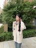 伊薇衣2025春秋季新款大碼女裝雙層刺繡小眾連帽風(fēng)衣夾克拉鏈開衫外套潮 杏色 XL 【建議125-145斤】 曬單實拍圖