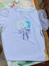 迪士尼兒童短袖T恤夏季泡泡袖衣服女童2025夏裝女孩PBZPL1022 紫  130 曬單實(shí)拍圖