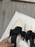 ZARA2025早秋季新款時(shí)尚外穿尖頭蝴蝶結法式包頭半拖鞋平底涼單鞋 淡黃色 39 曬單實(shí)拍圖