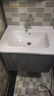 浴室柜太空鋁衛生間一體柜臺盆陶瓷洗手盆柜組合潮州洗臉池洗漱臺 圓弧深灰-60*47cm陶瓷盆+收納鏡柜 曬單實(shí)拍圖