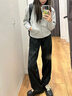 班尼路外套女開(kāi)衫衛(wèi)衣女裝春秋冬新款休閑顯瘦短款上衣服連帽小個(gè)子女生 灰#純色 【高支柔綿】 M 曬單實(shí)拍圖