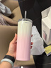 樂(lè )扣樂(lè )扣吸管保溫杯女生2025高顏值新款大容量陶瓷內膽咖啡杯男水杯子禮物 曬單實(shí)拍圖