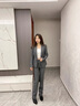 源菲埡職業(yè)裝女套裝長(cháng)袖西裝正裝工作服酒店前臺接待工裝美容院店長(cháng)工服 單件灰色西裝 L 曬單實(shí)拍圖