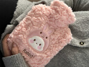 注水熱水袋加厚防爆女生熱敷暖肚子暖水袋大號可愛(ài)動(dòng)物毛絨暖水寶 粉色兔子1000ml【加厚】 曬單實(shí)拍圖