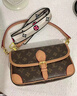 香港正品2026新款法棍包真皮女包秋冬老花包手提潮流織帶斜挎包 咖啡色大號（全套禮盒） 曬單實(shí)拍圖