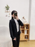 晨芙職業(yè)西裝女套裝氣質(zhì)英倫風(fēng)商務(wù)前臺面試正裝小西服外套工裝工作服 黑外套+西褲+白襯衫 S 建議80-90斤 曬單實(shí)拍圖