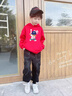 NASA STONE聯(lián)名小熊男童連帽衛衣套裝秋冬2025新款中大童加絨兒童春季運動(dòng)服 紅色+黑褲子（加絨款二） 140 兒童尺碼推薦【62-70斤】 曬單實(shí)拍圖
