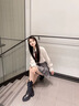 蜘蛛王馬丁靴女2025新款英倫風靴子秋冬厚底加絨內(nèi)增高百搭短靴潮真皮 黑色 35 曬單實拍圖