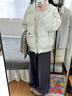 若盼2025年新款冬季棉衣女棉服韓系小個(gè)子超好看棉襖休閑學(xué)生情侶外套 白灰色 M 105-120斤 曬單實(shí)拍圖
