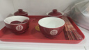 改口敬茶杯套裝一對喜碗杯子婚禮紅色敬酒茶具碗筷結婚吾家婚品 中式雙喜-杯碗12件套+方形托盤(pán) 曬單實(shí)拍圖