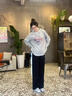 真維斯（JEANSWEST）休閑百搭闊腿褲女裝直筒褲2025秋季款爆款時尚小眾線條感簡約長褲 黑色 愛心微笑_K L 曬單實拍圖