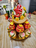 羋棧 壽桃饅頭生日老人多層祝壽壽包80大壽花饃饃花餑餑中式蛋糕膠東 壽福桃福壽安康（送架子） 曬單實(shí)拍圖