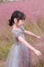 迪牧歐女童藍色晚禮服兒童生日花童公主裙小女孩主持人鋼琴走秀表演服夏 藍色長(cháng)款 130 曬單實(shí)拍圖