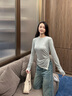 Teenie Weenie小熊女裝T恤2025秋季新款時(shí)髦拼接收腰設計長(cháng)袖上衣 灰色 S 曬單實(shí)拍圖