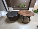 源氏木語(yǔ)實(shí)木茶幾現代簡(jiǎn)約客廳圓幾黑胡桃木小戶(hù)型巖板茶臺0.66+0.8組合 曬單實(shí)拍圖