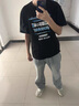 WASSUP HERMU官方復(fù)古牛仔褲男女春夏季美式寬松高街直筒水洗做舊男士休閑褲子 中藍(lán)色 XL（推薦130-155斤） 曬單實(shí)拍圖
