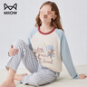 貓人兒童睡衣女童春秋款純棉小孩長(cháng)袖中大童家居服套裝 可愛(ài)熊偶 140 曬單實(shí)拍圖