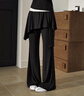 闊色（kuose）黑色修身顯瘦微喇休閑褲子女2025秋季新款屁簾拖地長(cháng)褲裙褲夏 黑色 S /S 曬單實(shí)拍圖