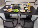 燕璽居黑色巖板餐桌實(shí)木意式極簡(jiǎn)高級感中古風(fēng)小戶(hù)型現代簡(jiǎn)約長(cháng)方形餐桌 依諾啞光巖板餐桌+船槳椅*6 160cm 曬單實(shí)拍圖