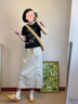 茯見(jiàn)美式復古工裝半身裙女新款休閑女裝高腰開(kāi)叉半身裙中長(cháng)款a字裙子 灰白色 L 曬單實(shí)拍圖