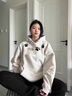 魯雅爾美式復(fù)古白灰色連帽衛(wèi)衣女春秋季新款重磅寬松百搭小個(gè)子潮流外套 白灰色 常規(guī)款 L 曬單實(shí)拍圖