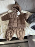 babylove【安心絨】寶寶連帽羽絨服冬季羽絨外套嬰兒外出保暖上衣 弗羅倫薩棕 100 曬單實(shí)拍圖