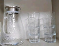 青蘋果水壺水杯套裝 涼水壺冷水壺錘紋耐熱玻璃嘟嘟壺*1錘紋玻璃杯*6 曬單實拍圖
