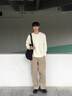 哈吉斯（HAZZYS）男裝 春秋款休閑衣服男上衣棉彈長袖套頭衛(wèi)衣男ABTZE0CCX32 米黃色OW XL （180/100A 50） 曬單實拍圖