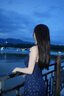 小野七天法式掛脖吊帶碎花連衣裙女2025夏季新款開叉收腰顯瘦長裙 藍(lán)色 M 曬單實拍圖
