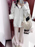 棉致美式復古格子開(kāi)衫衛衣女春秋季2025新款oversize慵懶風(fēng)連帽外套 H0019白灰色【常規高品質(zhì)31.5】 L 100-120斤 曬單實(shí)拍圖