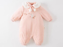 戴維貝拉（DAVE＆BELLA）新生兒夾棉連體衣女寶寶百天衣服冬裝新款初生嬰兒外出服幼童爬服 粉底印花【現貨】 90cm （建議身高80-90cm） 曬單實(shí)拍圖