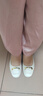 ZHR淺口單鞋女春秋粗跟通勤女鞋優(yōu)雅方扣真牛皮船鞋女 AH378 米色 36 曬單實拍圖