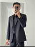 羅蒙男士西服套裝2025夏季新款新郎結婚正裝商務(wù)職業(yè)套西裝兩件套男款 二扣黑色西服+西褲+襯衫+禮包 4XL 建議【171-180斤】 曬單實(shí)拍圖