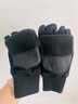 嫵（WOO）手套男方便玩手機冬季保暖半指露指防滑手套加厚搖粒絨翻蓋手套 翻蓋小壁虎 黑色 新升級防水款 M 曬單實(shí)拍圖