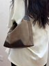 VANESSA HOGAN【高端線(xiàn)新品】VH女包欣冉hobo包中號反絨羊皮高級感輕奢單肩包包 烏木灰【附贈精美禮盒】 曬單實(shí)拍圖