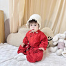 G.DUCKKIDS小黃鴨周歲禮服男寶寶抓周衣服漢服百日宴百天滿月嬰兒套裝春秋季 酒紅色+香囊 90 建議1~2歲【 80-90cm】cm 曬單實(shí)拍圖