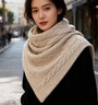 恒源祥圍巾秋冬毛線(xiàn)三角巾外搭百搭斗篷保暖針織八字三角披肩仿羊絨保暖 米白色 175cm以上 曬單實(shí)拍圖
