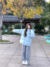 唐菓蜜羽絨棉服女冬季2025新款韓版時(shí)尚減齡學(xué)院風(fēng)學(xué)生面包服加厚棉衣女 淺藍色 M 曬單實(shí)拍圖